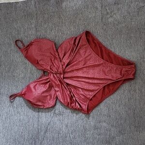 Shade & Shore red sparkle cutout crisscross back womens large 12-14